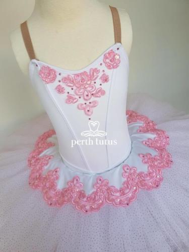 White and pink stretch tutu by Perth Tutus
